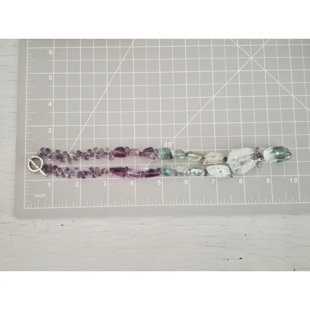 Beaded Multi Stone Purple and Blue Glass Necklace